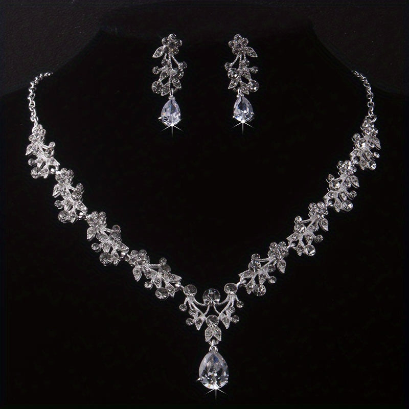 High-End Bridal Wedding Necklace Set, Bridal Jewelry, Accessories for Wedding Dresses, Necklace And Earring Set.