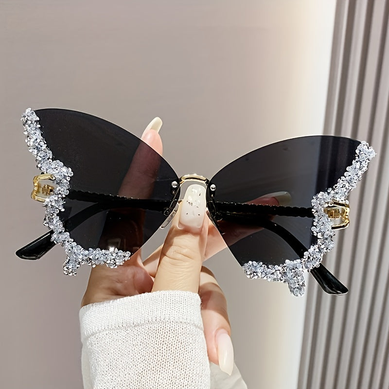 New butterfly-shaped rimless girl fashion glasses ladies exaggerated party party glasses