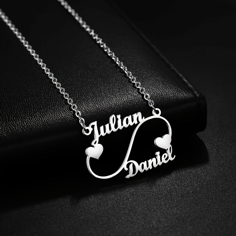 Personalisierte Halskette mit Herzanhänger von Julian Daniel, eleganter Schmuck im Boho-Stil aus 18 Karat vergoldetem Edelstahl mit personalisiertem Namen für Alltags- und Partyanlässe