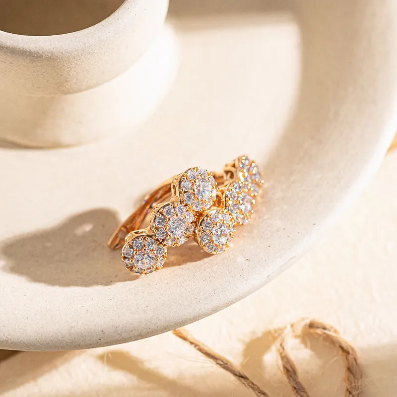 Elegant Golden-Tone Dangle Earrings with Sparkling Zirconia - Perfect for Weddings & Everyday Glamour, Perfect for Winter, New Year