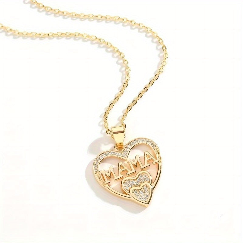 Kreative Mode Glänzendes Design Neue Liebe MAMA Halskette High-End Personalisierter Anhänger Mädchen Geburtstagsfeier Schmuck Jubiläumsgeschenk