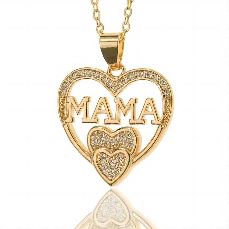 Kreative Mode Glänzendes Design Neue Liebe MAMA Halskette High-End Personalisierter Anhänger Mädchen Geburtstagsfeier Schmuck Jubiläumsgeschenk