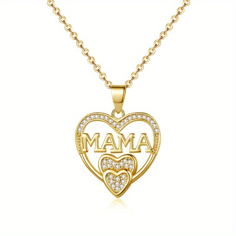 Kreative Mode Glänzendes Design Neue Liebe MAMA Halskette High-End Personalisierter Anhänger Mädchen Geburtstagsfeier Schmuck Jubiläumsgeschenk