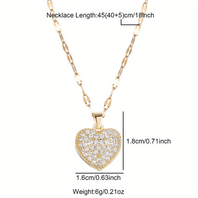 Exquisite and fashionable gorgeous peach heart pearl shell Zirconia pendant necklace, a gift for Christmas Eve, birthday gift for women, Christmas gift for family and friends
