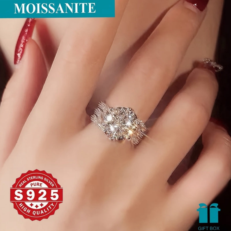 Luxurious 925 Silvery Engagement Ring with Zirconia- Perfect for Weddings, Anniversaries & Valentine's Day Gift