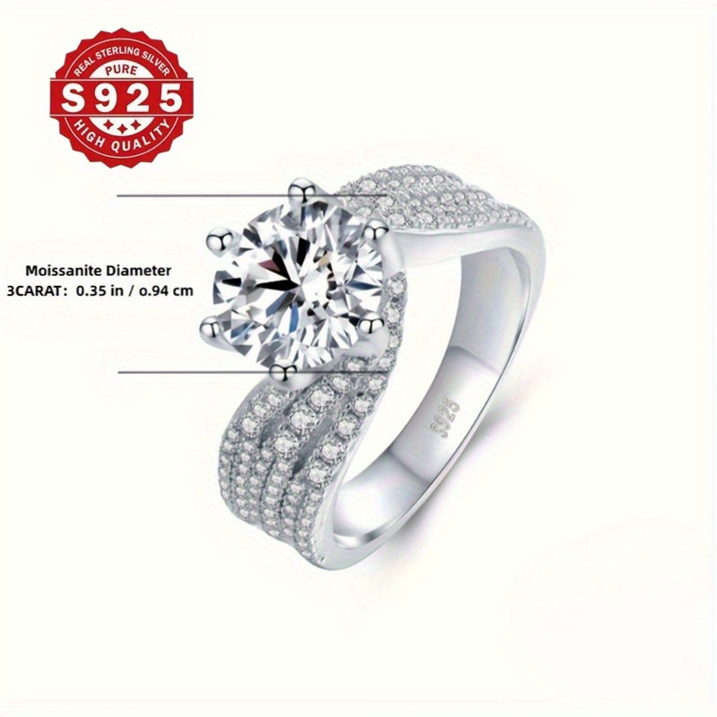 Luxurious 925 Silvery Engagement Ring with Zirconia- Perfect for Weddings, Anniversaries & Valentine's Day Gift