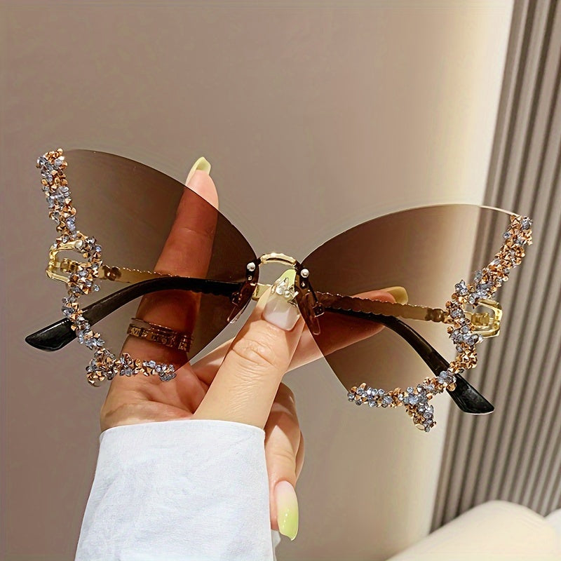 New butterfly-shaped rimless girl fashion glasses ladies exaggerated party party glasses