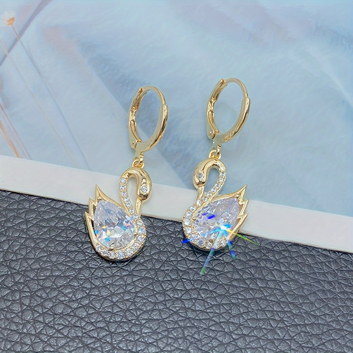 Elegant Swan-Inspired Rhinestone Drop Earrings - Vintage Style, Zinc Alloy with Copper Posts for Women | Perfect for Parties & Everyday Glam