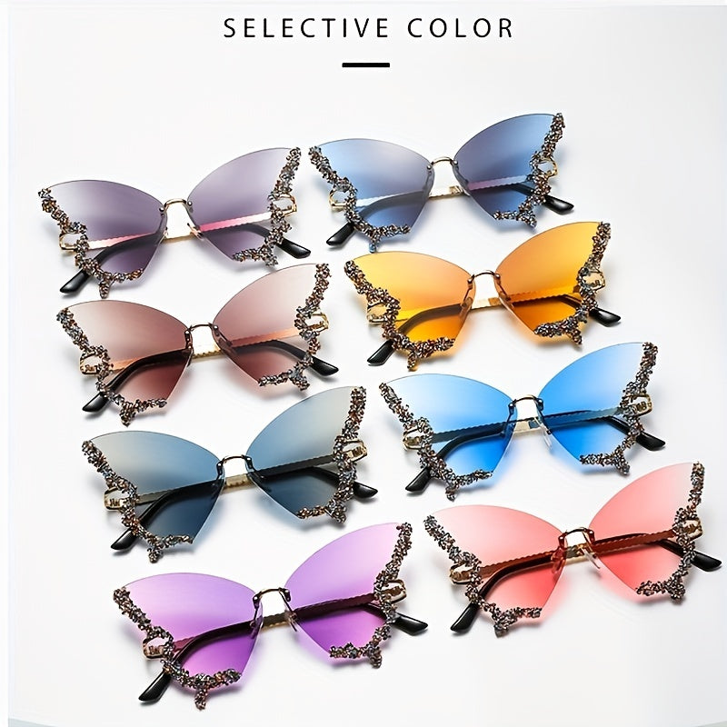 New butterfly-shaped rimless girl fashion glasses ladies exaggerated party party glasses
