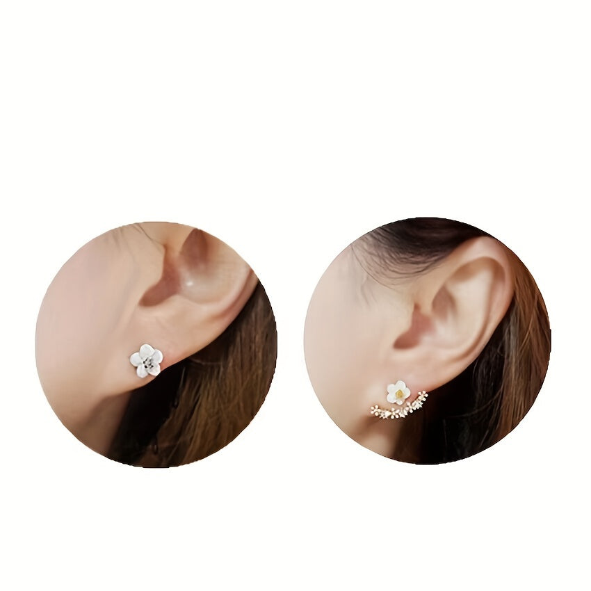 Daisy New Korean Fashion Earrings Flower Back Hanging Studs