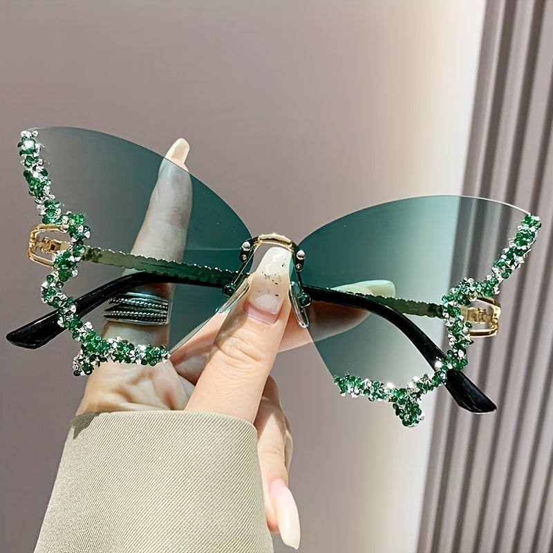 New butterfly-shaped rimless girl fashion glasses ladies exaggerated party party glasses