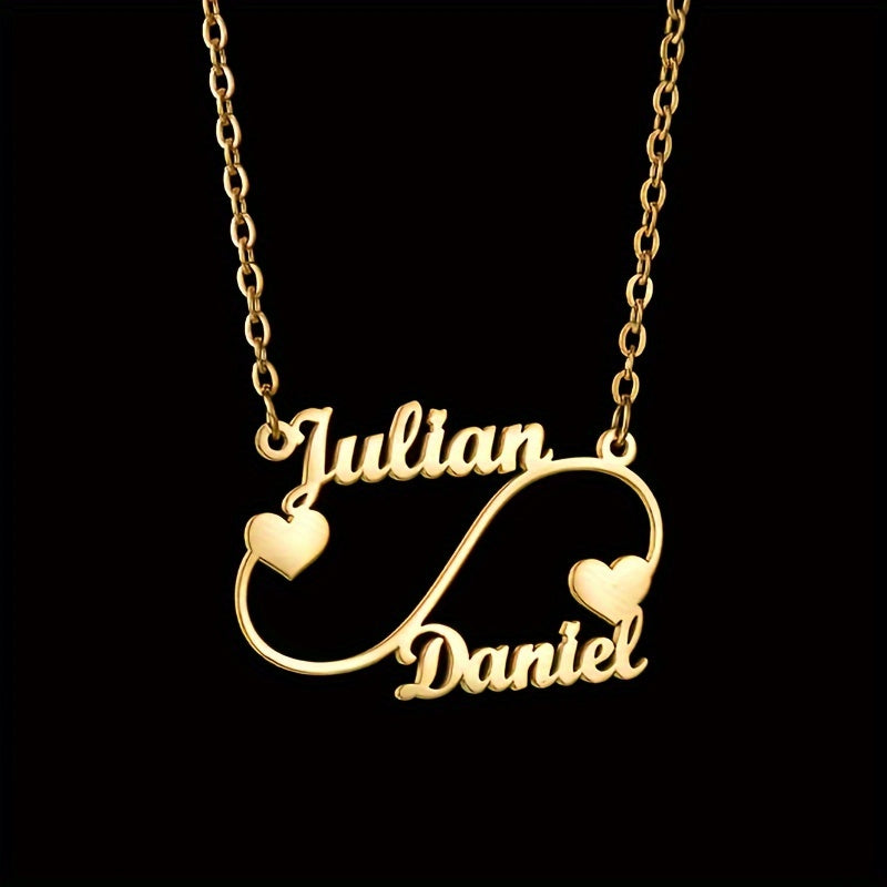 Personalisierte Halskette mit Herzanhänger von Julian Daniel, eleganter Schmuck im Boho-Stil aus 18 Karat vergoldetem Edelstahl mit personalisiertem Namen für Alltags- und Partyanlässe