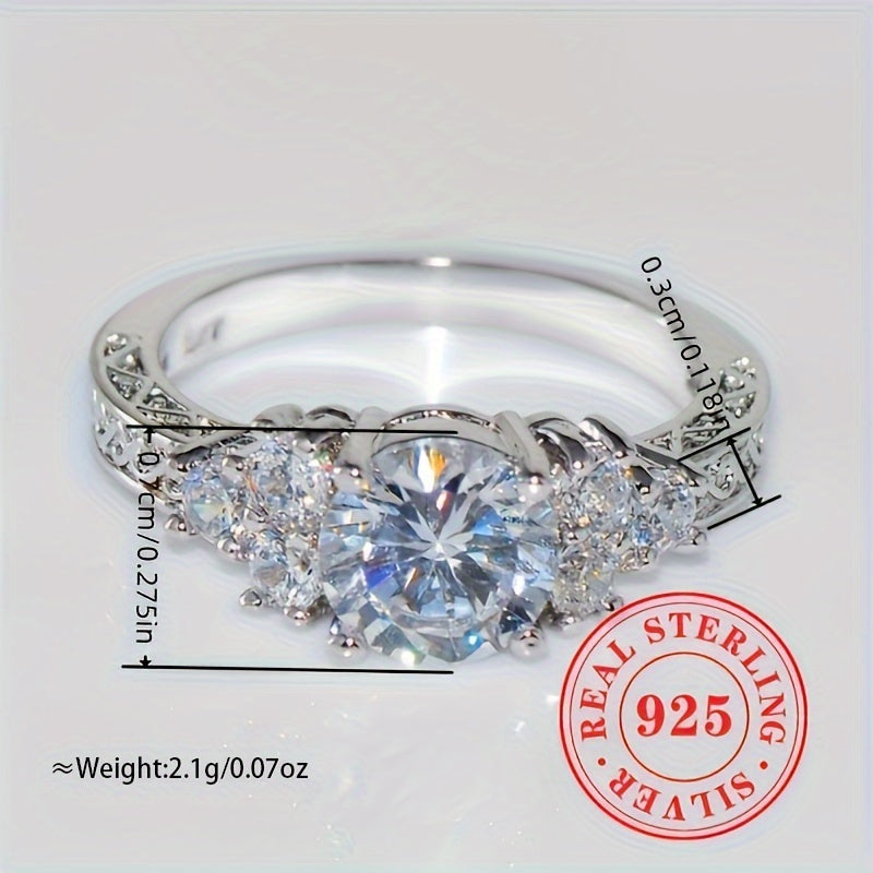 Luxury 925 Sterling Silver Halo Ring, Set with Sparkling Round Cubic Zirconia - The Perfect Engagement and Proposal Gift, April Birthstone, Suitable for Weddings and Parties