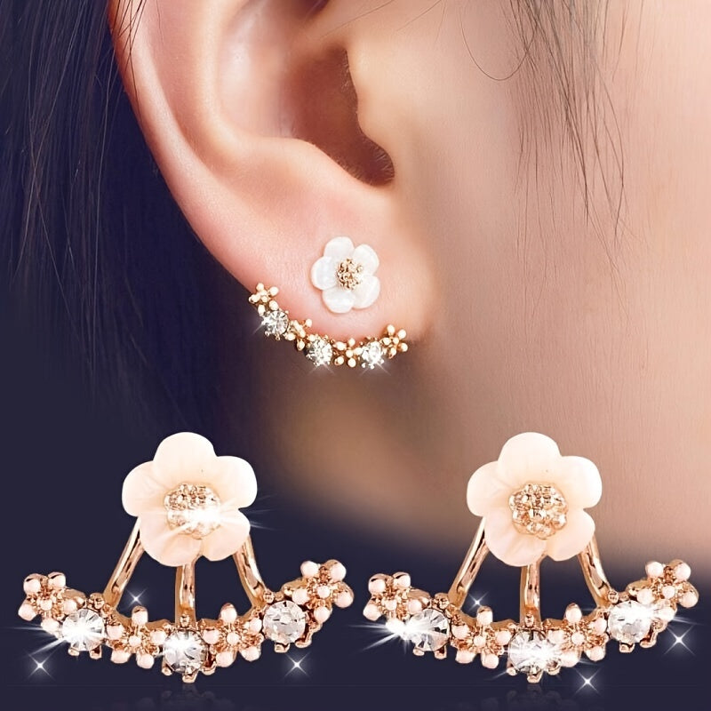 Daisy New Korean Fashion Earrings Flower Back Hanging Studs