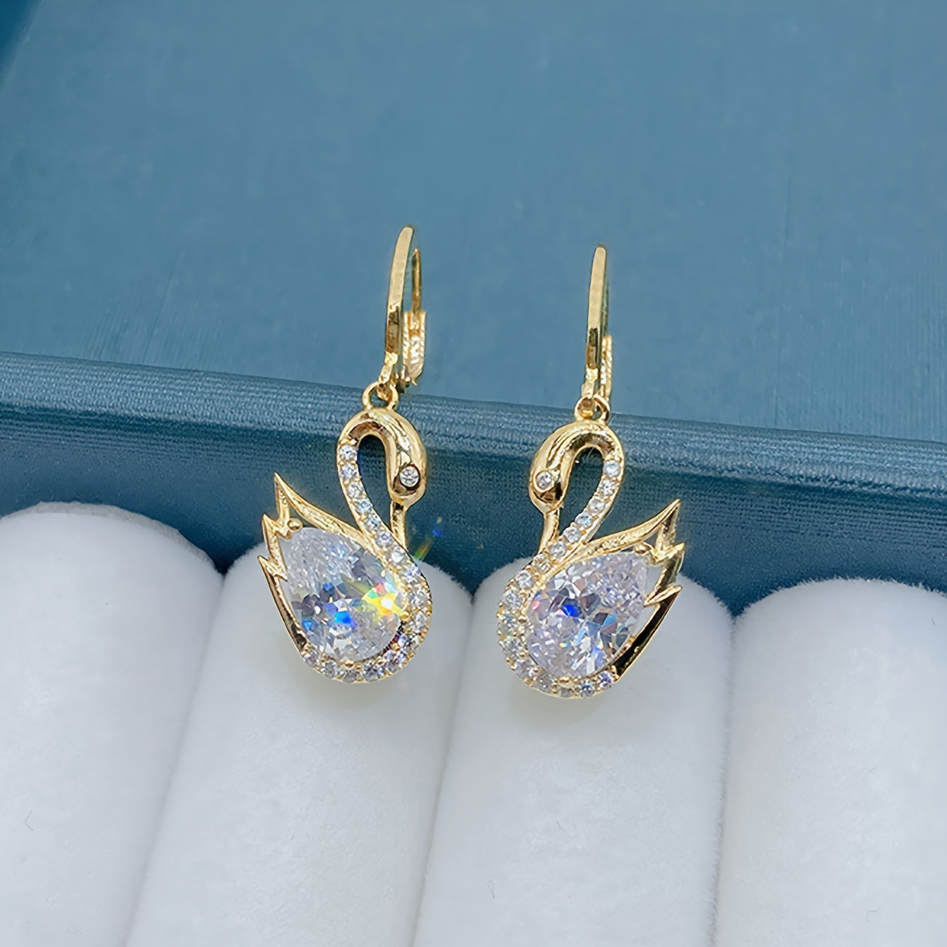 Elegant Swan-Inspired Rhinestone Drop Earrings - Vintage Style, Zinc Alloy with Copper Posts for Women | Perfect for Parties & Everyday Glam