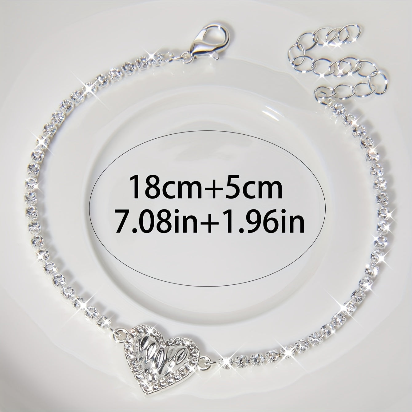 Elegant Silvery-Plated Rhinestone Heart Bracelet - Perfect for Women's Birthdays, Parties & Everyday Glamour