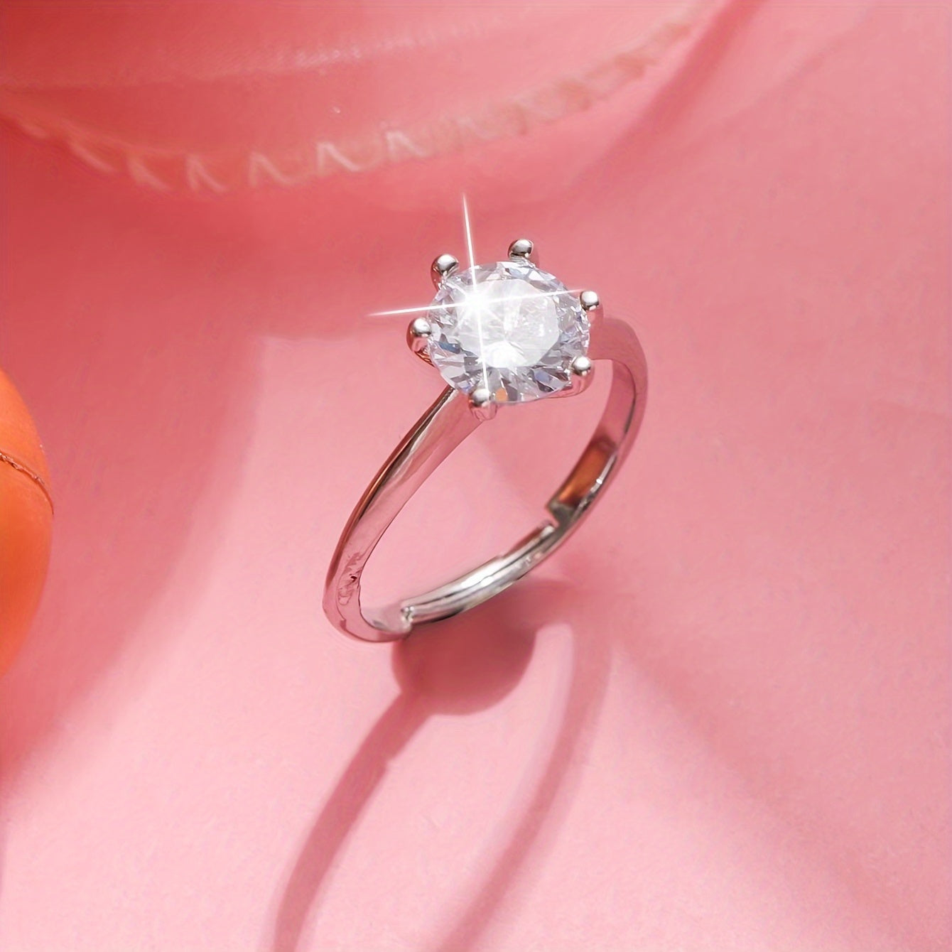 Luxury Style Inlaid Zirconia Ring With Gift Box For Daily Casual Solitaire Ring For Girlfriend For Wife Banquet Jewelry Valentine's Day Gift