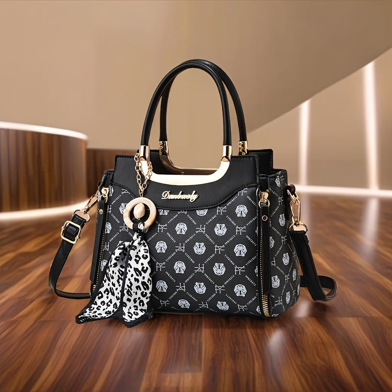 Designer-inspirierte Damen-Umhängetasche, geometrischer Druck, große Umhängetasche mit Futter, Reißverschluss, modische Umhängetasche für die Arbeit und Freizeit