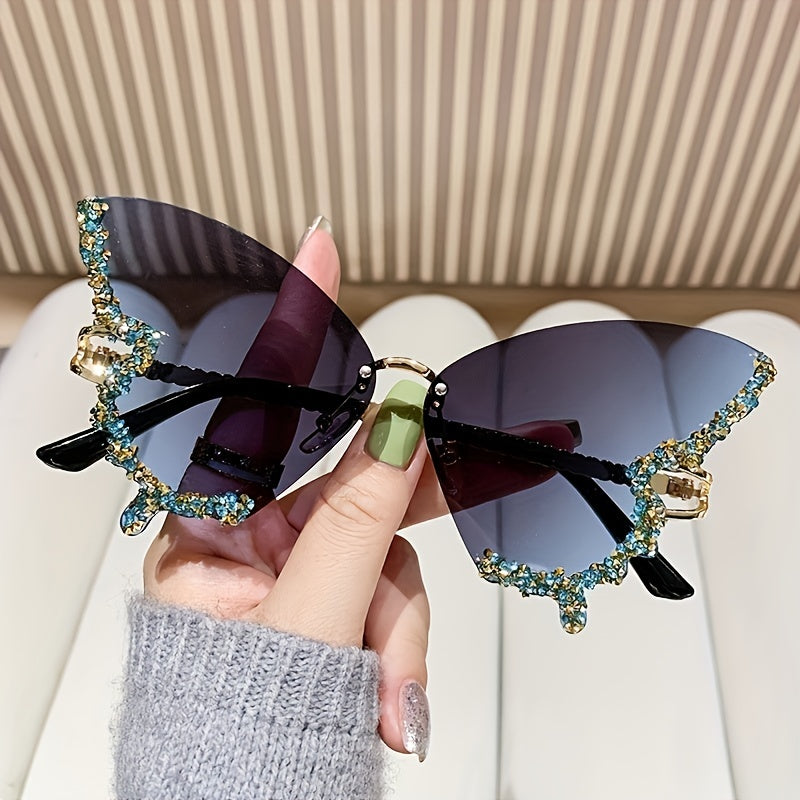 New butterfly-shaped rimless girl fashion glasses ladies exaggerated party party glasses