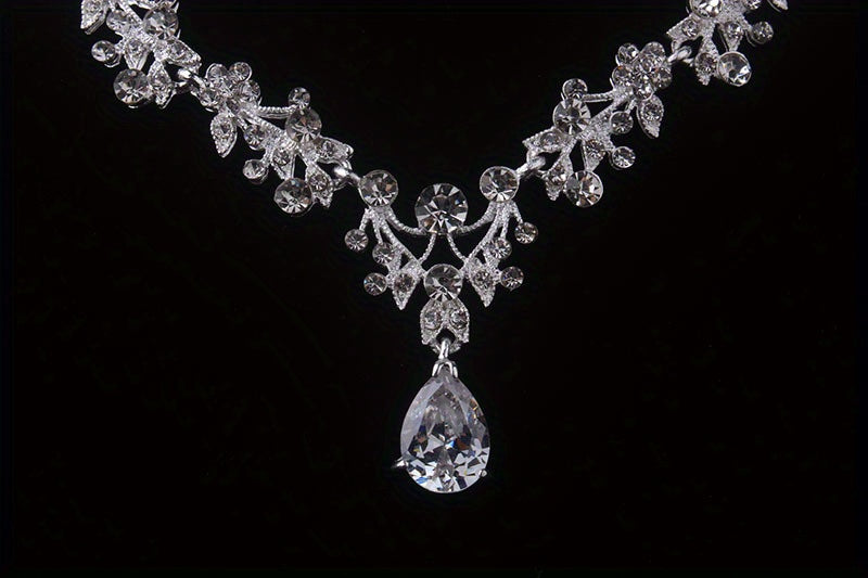 High-End Bridal Wedding Necklace Set, Bridal Jewelry, Accessories for Wedding Dresses, Necklace And Earring Set.