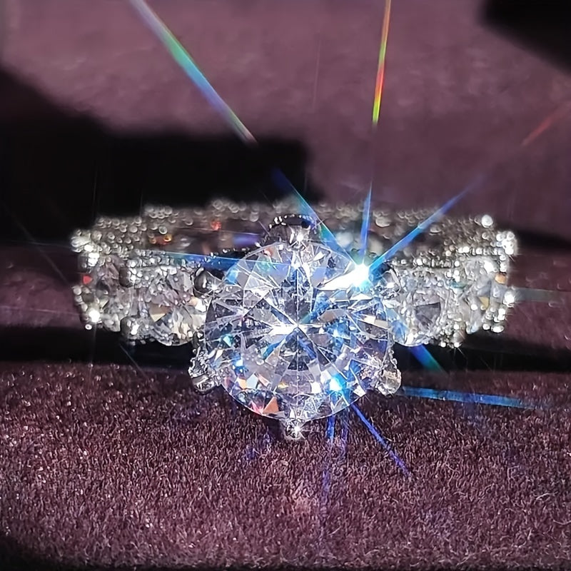 Schicker weißer Zirkonia-Ring für Damen – modisches Band aus Metalllegierung, perfektes Schmuckgeschenk, Größen 5–11