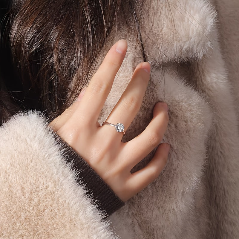 Eleganter, verstellbarer Ring mit funkelndem Zirkonia – perfektes Valentinstagsgeschenk für sie, vielseitiges Legierungsdesign für Hochzeiten und Freizeitkleidung