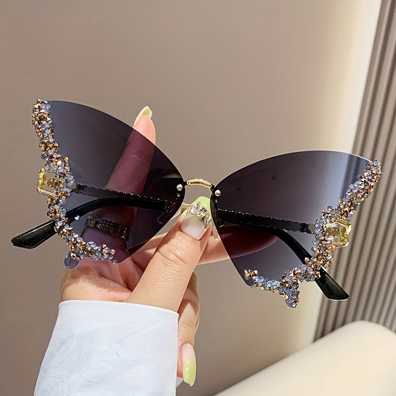 New butterfly-shaped rimless girl fashion glasses ladies exaggerated party party glasses