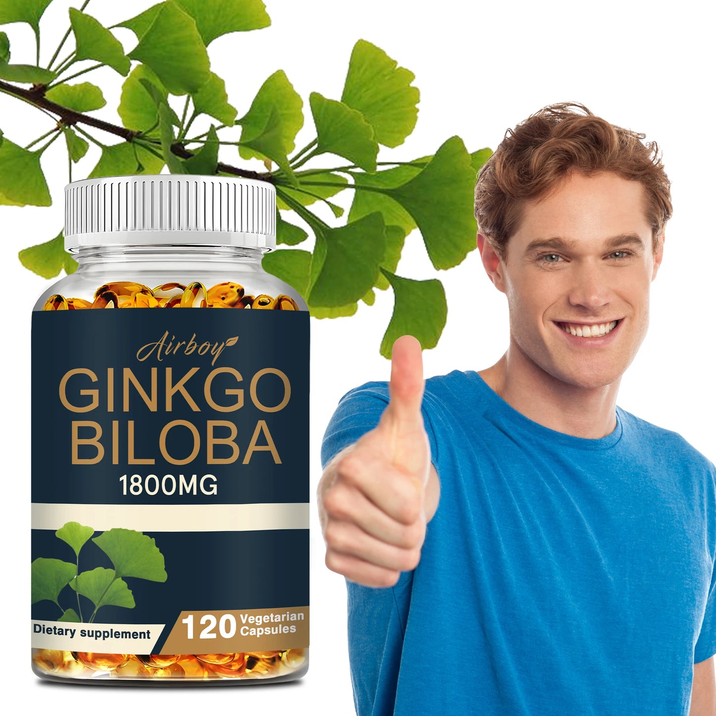 Ginkgo Biloba Capsules - Boost Brain, Improve Memory and Cognitive Abilities, Improve Blood Circulation - 120 Capsules