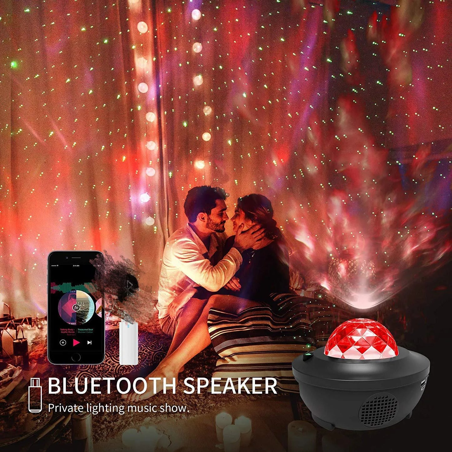 New LED Starry Galaxy Projector Night Light Child Gift USB Bluetooth Music Player Star NightLight Colorful Projector Night Lamp