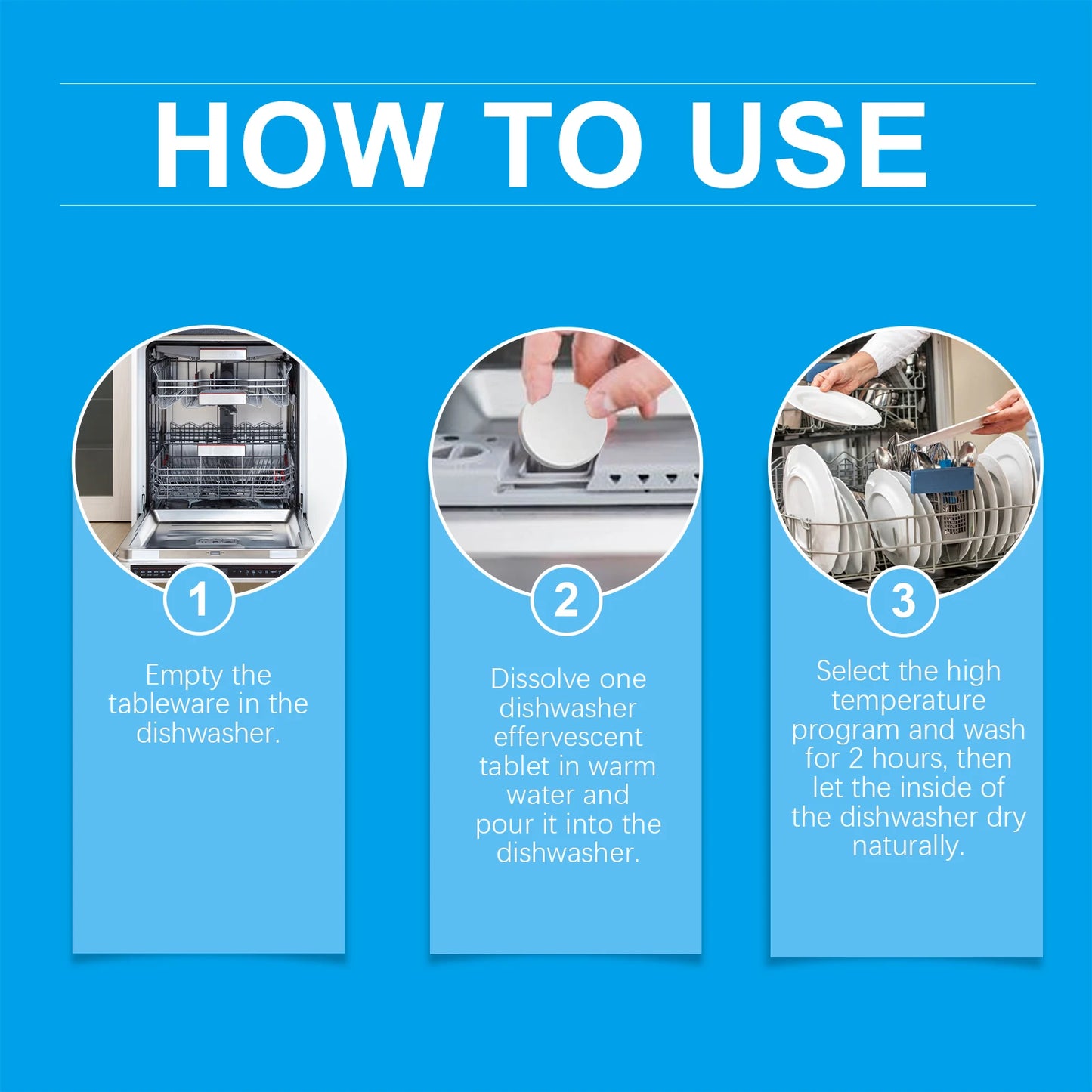 Dishwasher Cleaner Effervescent Tablet Powerful degreasing, decontamination, descaling, washing and cleaning