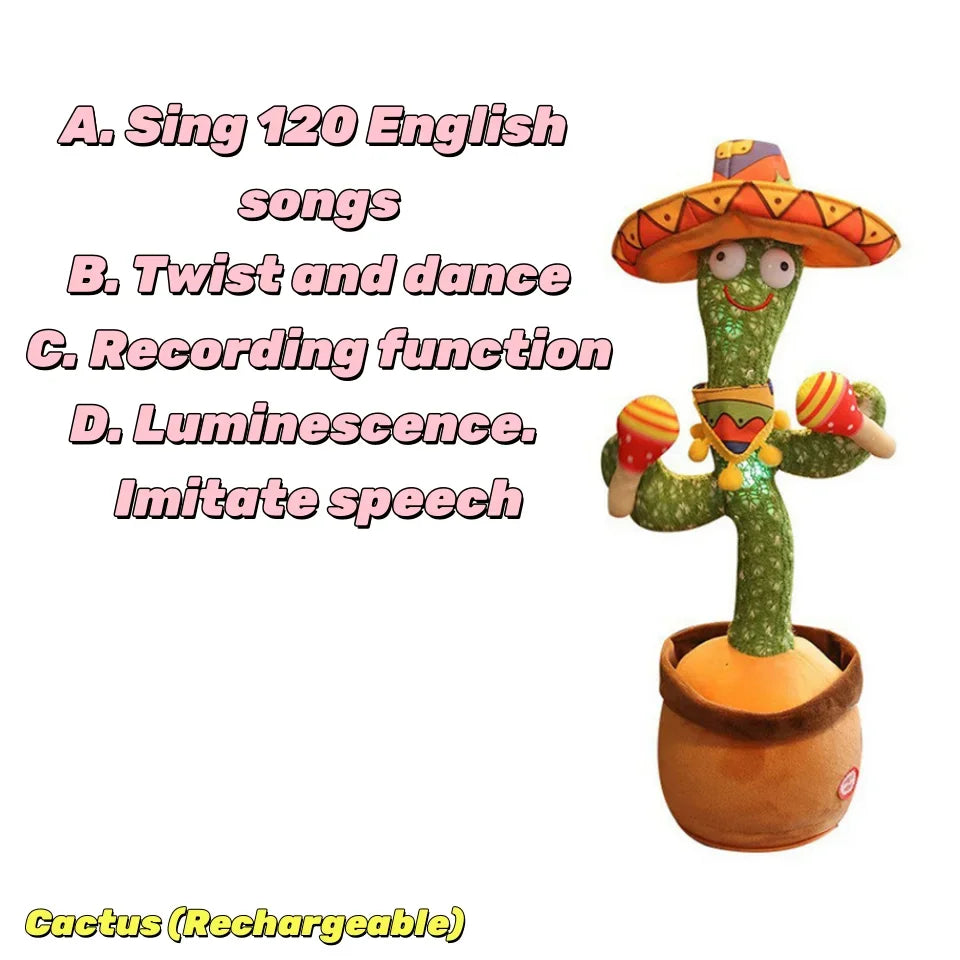 New Dancing Cactus Toys Repeat Talking Songs Wriggle Dancing Sing Toy Talk Plushie Stuffed Toys for Baby Adult Christmas Gifts