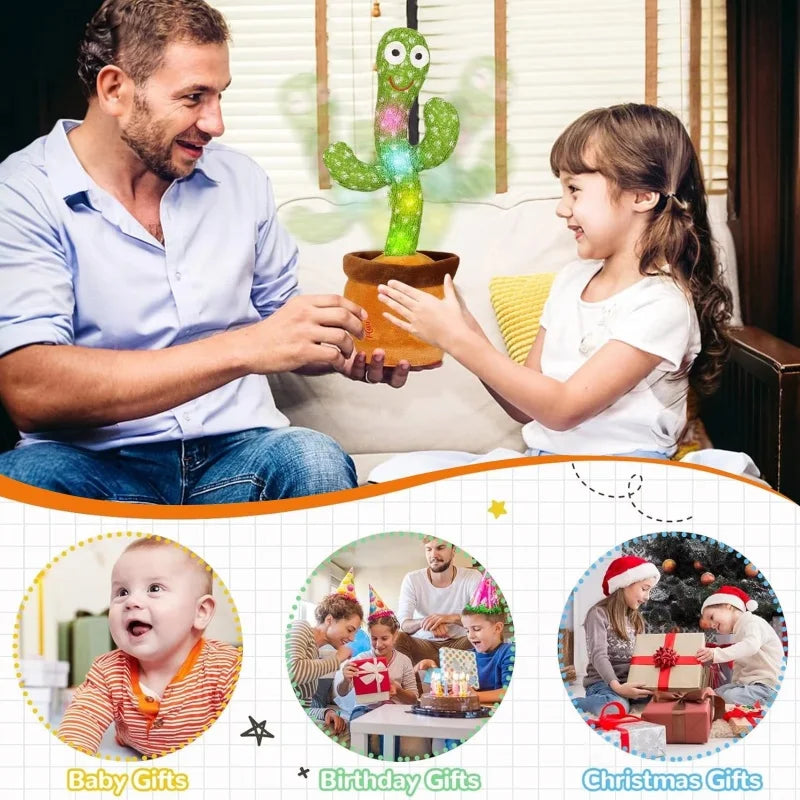 New Dancing Talking Cactus Toy for Baby Toddler Boys Girls Gift Singing Mimicking Cactus Toys Recording Repeating Christmas Gift