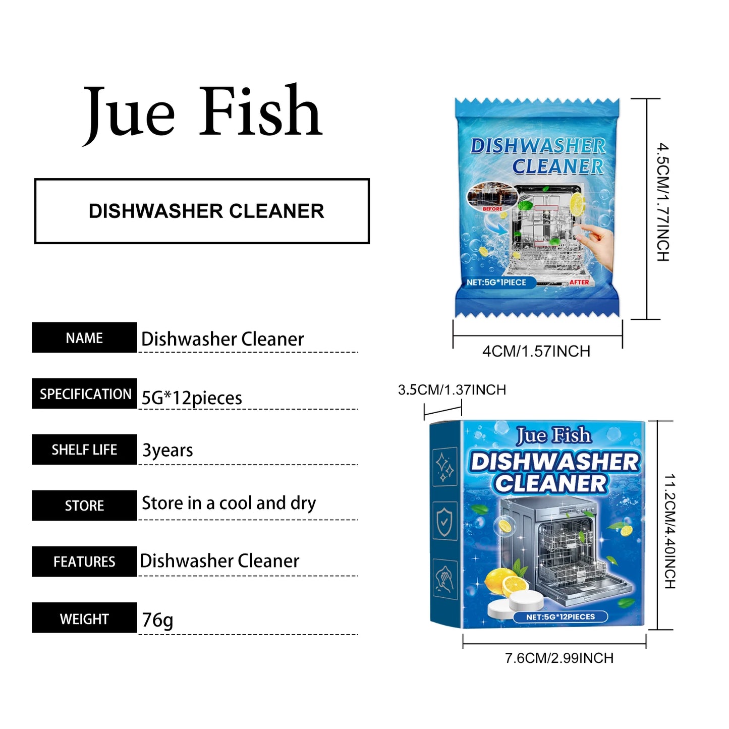 Dishwasher Cleaner Effervescent Tablet Powerful degreasing, decontamination, descaling, washing and cleaning