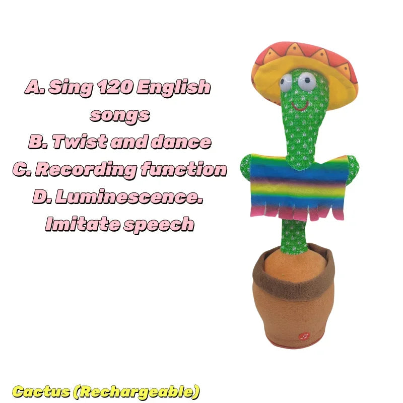 New Dancing Cactus Toys Repeat Talking Songs Wriggle Dancing Sing Toy Talk Plushie Stuffed Toys for Baby Adult Christmas Gifts