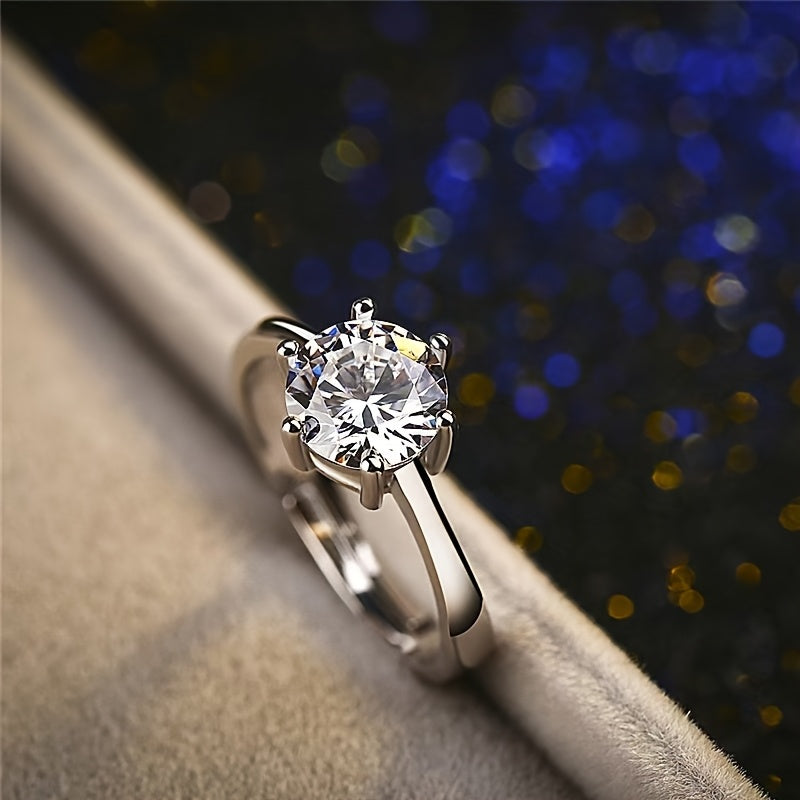 Eleganter, verstellbarer Ring mit funkelndem Zirkonia – perfektes Valentinstagsgeschenk für sie, vielseitiges Legierungsdesign für Hochzeiten und Freizeitkleidung