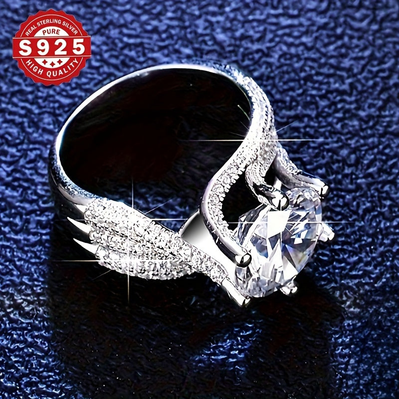 Luxurious 925 Silvery Engagement Ring with Zirconia- Perfect for Weddings, Anniversaries & Valentine's Day Gift