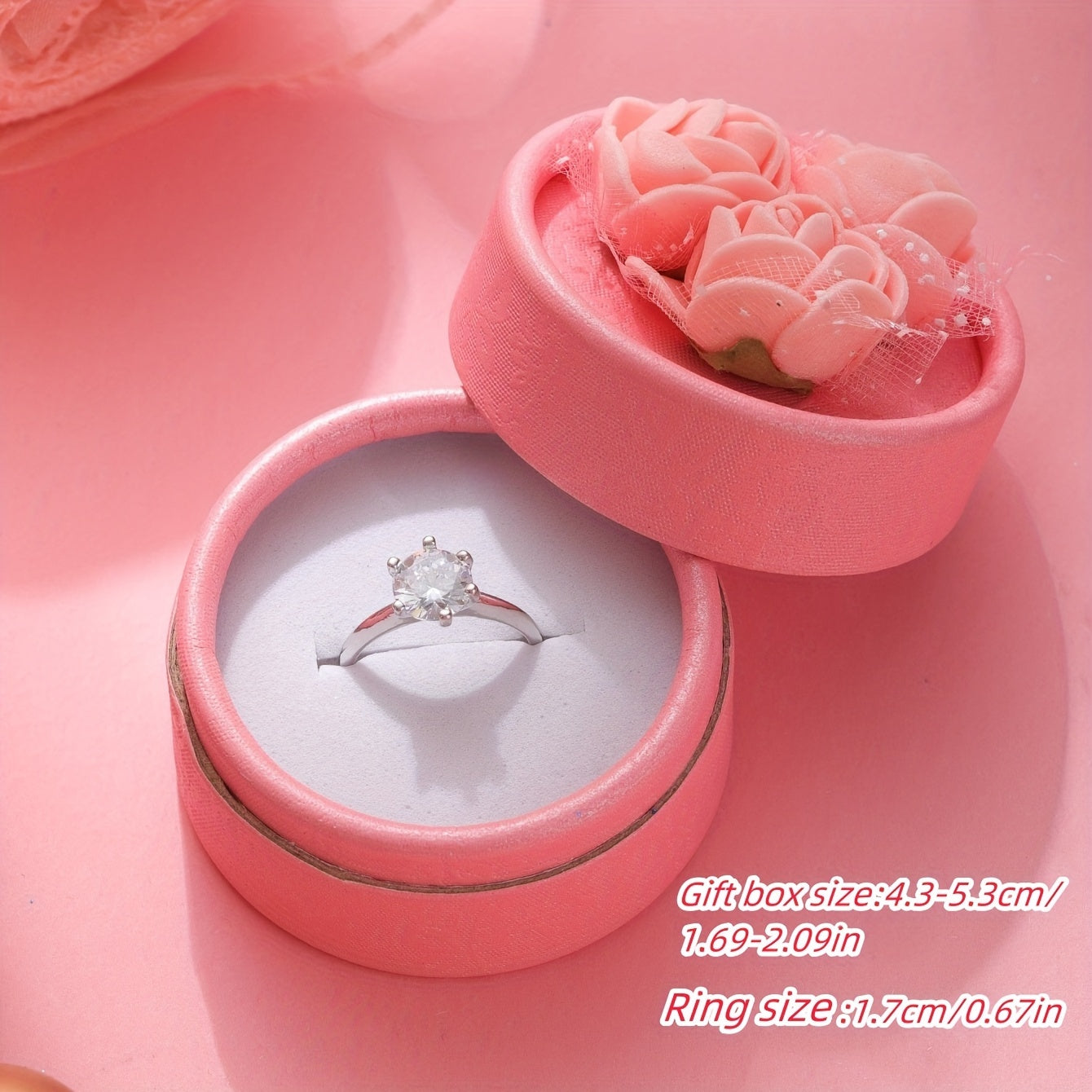 Luxury Style Inlaid Zirconia Ring With Gift Box For Daily Casual Solitaire Ring For Girlfriend For Wife Banquet Jewelry Valentine's Day Gift