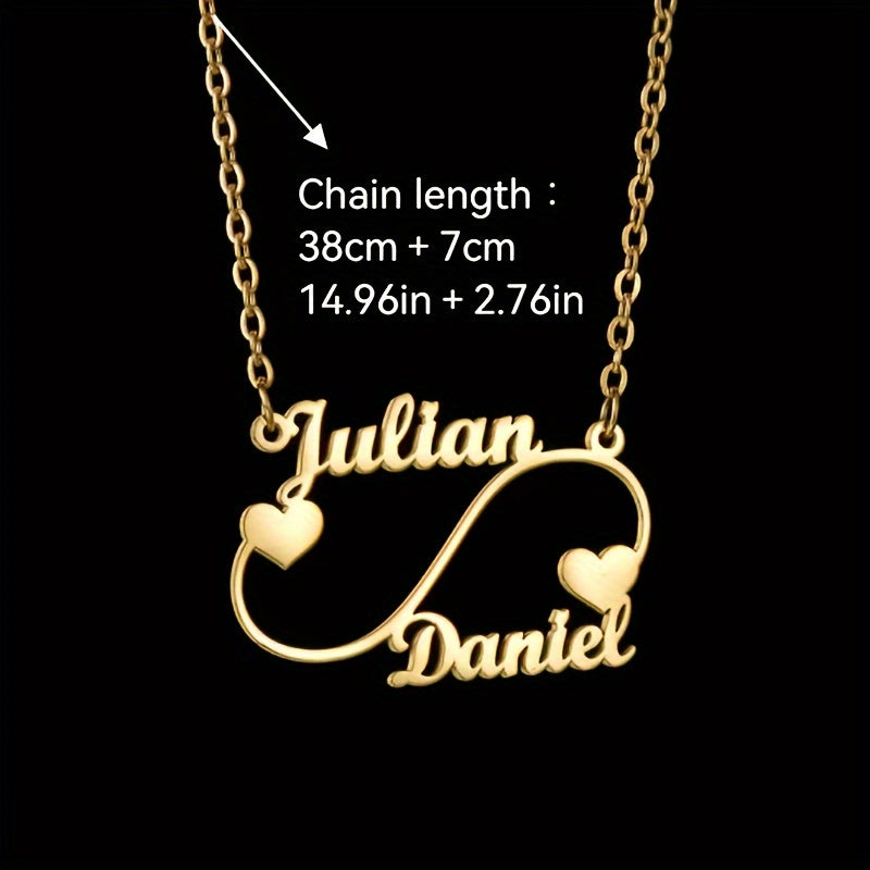 Personalisierte Halskette mit Herzanhänger von Julian Daniel, eleganter Schmuck im Boho-Stil aus 18 Karat vergoldetem Edelstahl mit personalisiertem Namen für Alltags- und Partyanlässe