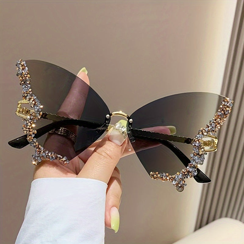 New butterfly-shaped rimless girl fashion glasses ladies exaggerated party party glasses