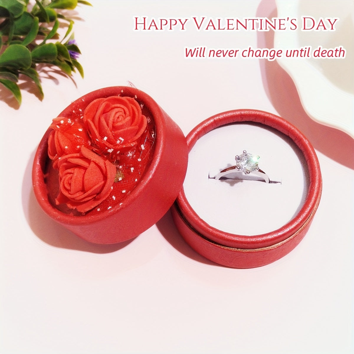 Luxury Style Inlaid Zirconia Ring With Gift Box For Daily Casual Solitaire Ring For Girlfriend For Wife Banquet Jewelry Valentine's Day Gift