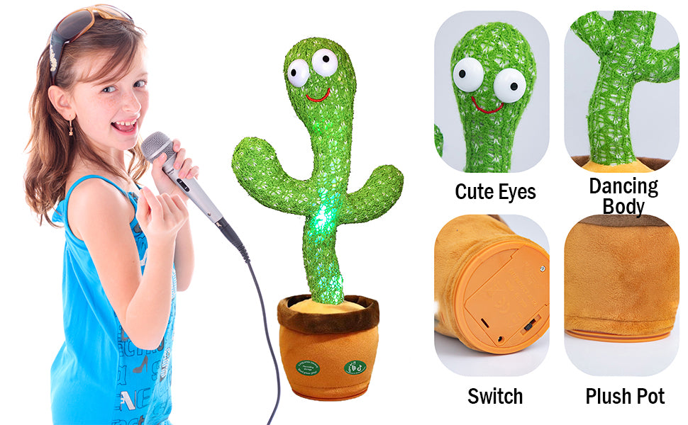 New Dancing Cactus Toys Repeat Talking Songs Wriggle Dancing Sing Toy Talk Plushie Stuffed Toys for Baby Adult Christmas Gifts