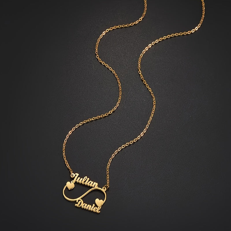 Personalisierte Halskette mit Herzanhänger von Julian Daniel, eleganter Schmuck im Boho-Stil aus 18 Karat vergoldetem Edelstahl mit personalisiertem Namen für Alltags- und Partyanlässe