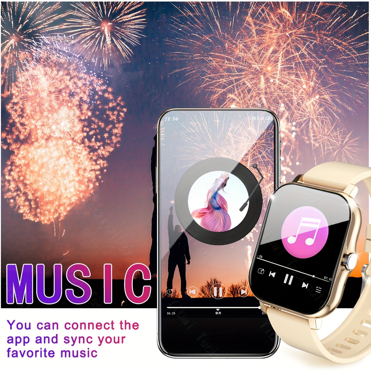 HOT2025 Smartwatch with 4.65cm HD Screen, Large Capacity Battery, Wireless Call, Reminder, Step Counter & Multiple Sports Modes - Black Strap, Perfect for Outdoor Activities & Gifts, Outdoor Activity Tracker|Sport Mode Watch|
