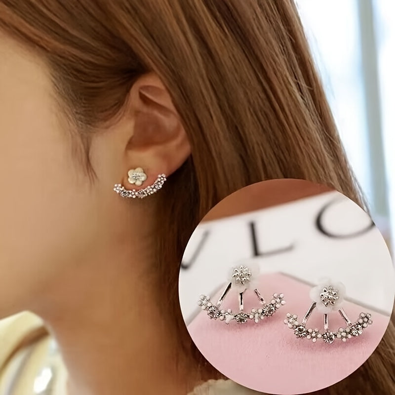 Daisy New Korean Fashion Earrings Flower Back Hanging Studs