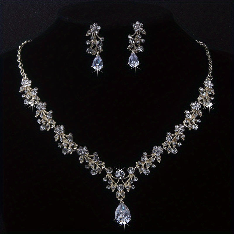 High-End Bridal Wedding Necklace Set, Bridal Jewelry, Accessories for Wedding Dresses, Necklace And Earring Set.