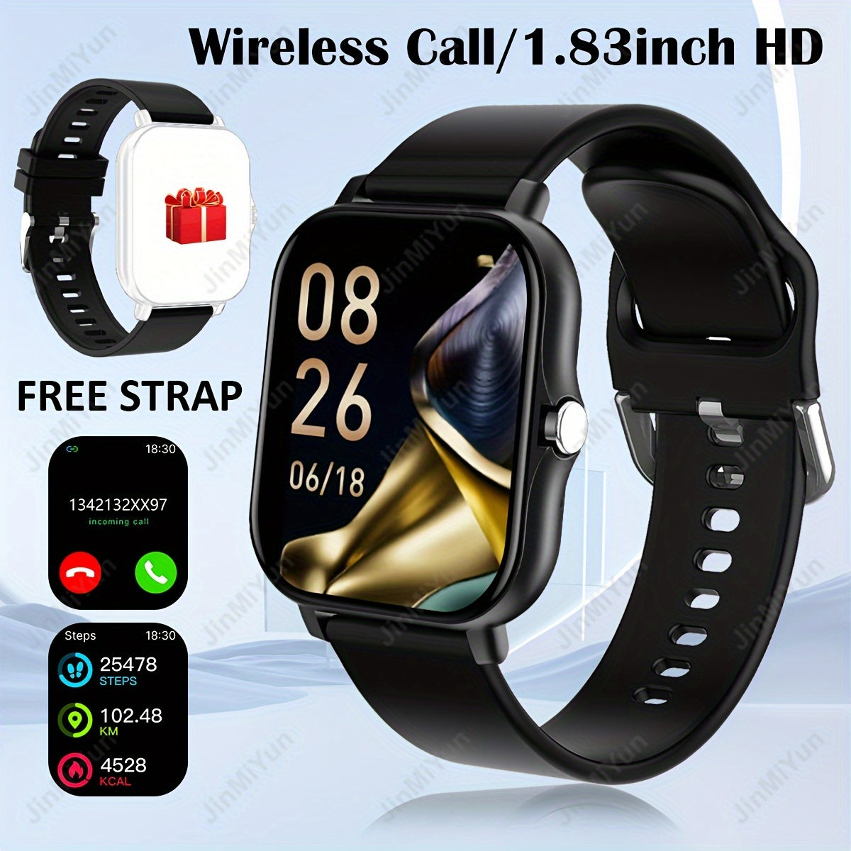 HOT 1.83 Inch Full Screen Touch Sports Smartwatch, Suitable For Men And Women Sports Outdoor Smartwatch, With Wireless Calling/message Reminder/customized Dial Wallpaper And Other Functions/multiple Sports Modes, Message Remi