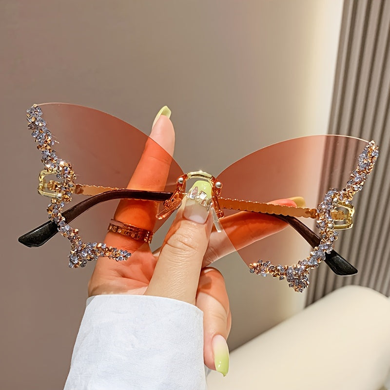 New butterfly-shaped rimless girl fashion glasses ladies exaggerated party party glasses