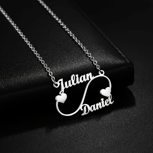 Personalisierte Halskette mit Herzanhänger von Julian Daniel, eleganter Schmuck im Boho-Stil aus 18 Karat vergoldetem Edelstahl mit personalisiertem Namen für Alltags- und Partyanlässe