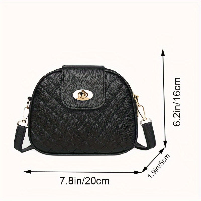 Chic Black Crossbody Bag for Women - Casual Vintage-Inspired Shoulder Purse with Adjustable Strap, Lightweight Faux Leather