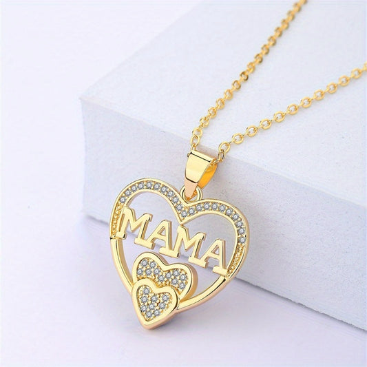 Kreative Mode Glänzendes Design Neue Liebe MAMA Halskette High-End Personalisierter Anhänger Mädchen Geburtstagsfeier Schmuck Jubiläumsgeschenk